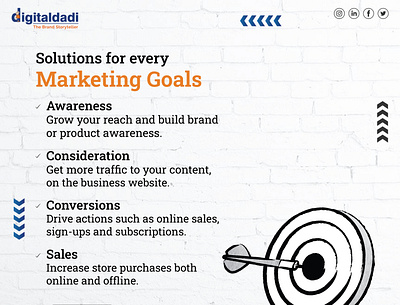 We have solutions for every marketing goal bestdigitalmarketingcompany branding brandstoryteller digitaldadi digitalmarketing digitalmarketingagency socialmedia startups