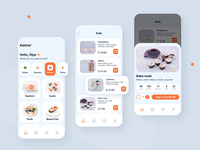 Food delivery app 🍣 2021 design clean design cooking delivery app flat food food and drinks ios logo menu minimalism mobile ordering app product card recipe restaurant app sushi ui ui elements ux