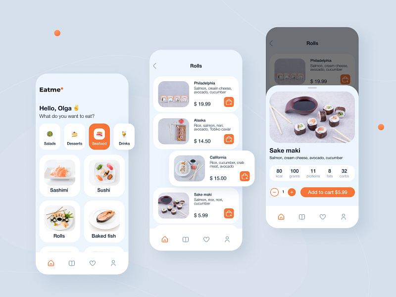 Food delivery app 🍣 by Olga Furmanchuk on Dribbble