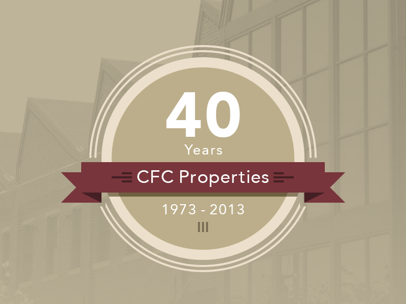 CFC Properties 40 Years Badge badge 40 years yellow red faded image
