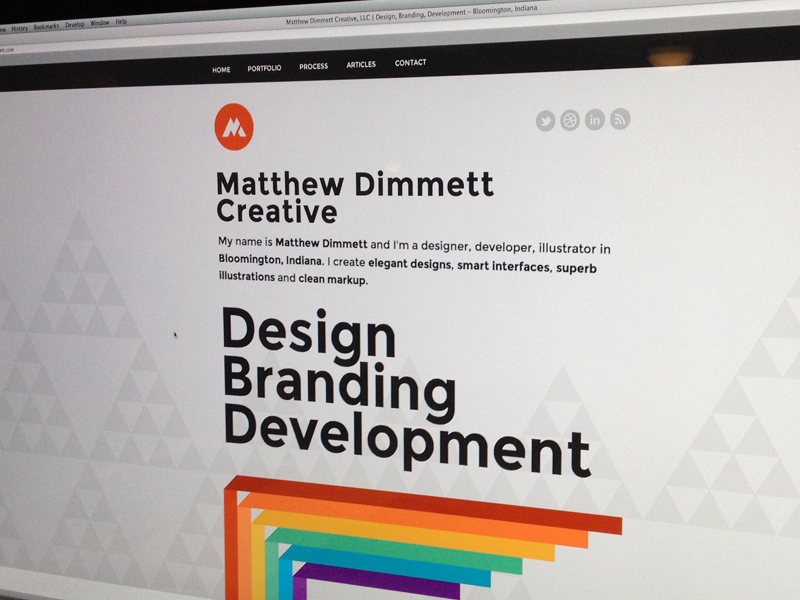 Matthew Dimmett Creative Launched portfolio personal site launch proxima nova rainbow