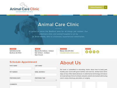 Animal Care Clinic Redesign animal blue dog gray green proxima nova red vet veterinarian veterinary