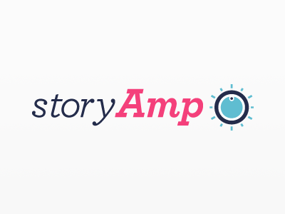 StoryAmp Logo Concept Three archer blue cassette light blue logo music pink sproutbox storyamp tape web app web application white yellow