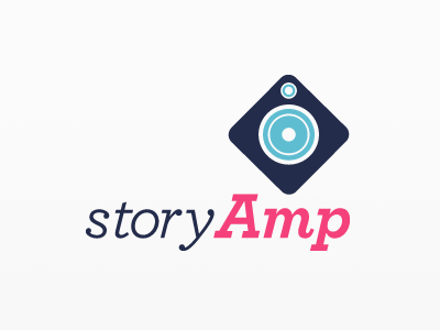 StoryAmp Logo Concept Four archer blue cassette light blue logo music pink sproutbox storyamp tape web app web application white yellow