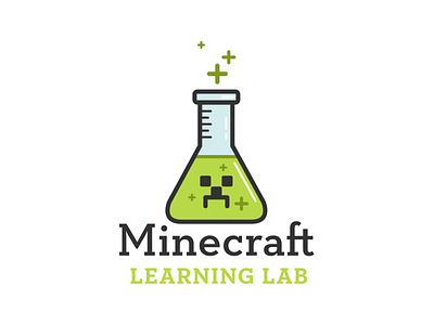Minecraft Learning Lab Logo Concept badge blue chemistry creeper green klinic slab learning logo minecraft science