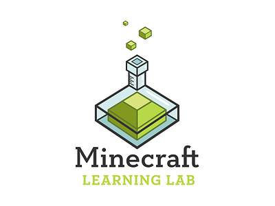 Minecraft Learning Lab Logo Concept badge blue chemistry creeper green klinic slab learning logo minecraft science