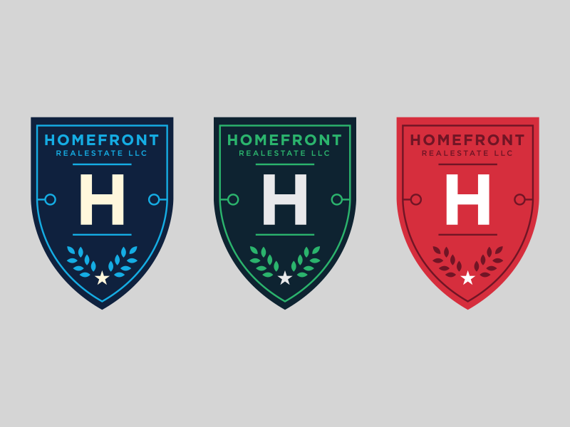 Unused Logos Homefront Real Estate Logos Set 3 shields shield logos real estate red green blue gotham