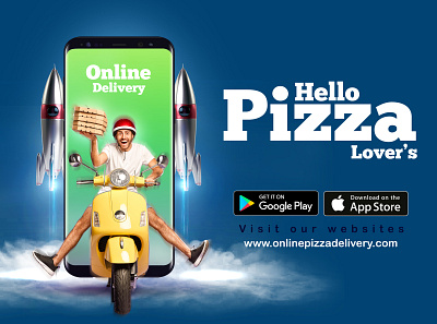 Hello Pizza Lover's banner design branding design editing faccbook banner graphic graphicdesign minimal photoshop typography vector