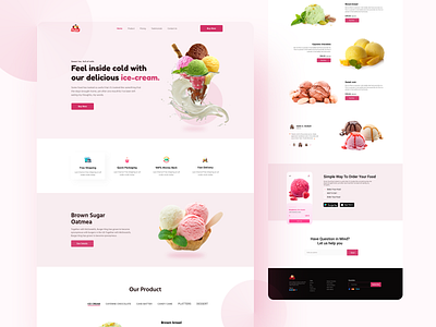 E-commerce Ice Cream Landing Page agency colorful creative e commerce food foodie fresh icecream interface landing page design minimal popular shot restaurant store trends uidesign web design web template webdesign website