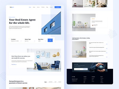 REALAGENT - Real Estate Landing Page agency agent architecture design home homepage interior landing page landing page design minimalist property property search real estate real estate agent simple ui uidesign uiux web design website