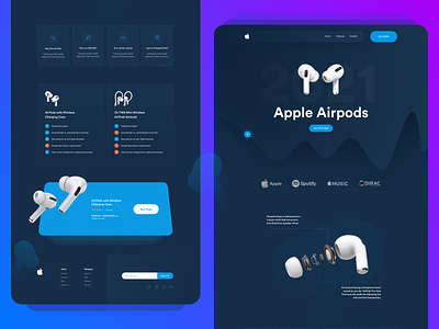 Product Landing Page Design - Apple Airpods Pro abstract airpods airpods landing page animation apple black branding clean clean ui dark ipod ito ito team landing page minimalist new product landing page products web website