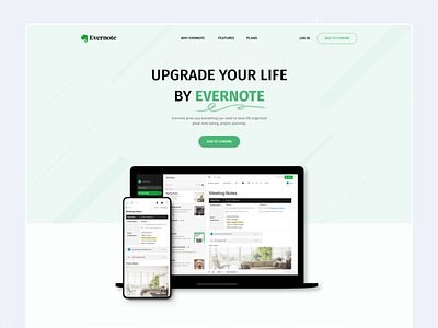 Evernote Landing Page - Redesign animation app cards clean dark dark mode design electron evernote homepage mobile mobile ui modern motion ui ui design views web app webdesign website