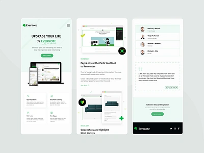 Evernote SaaS Landing Page - Mobile Responsive animation app cards clean dark dark mode design electron evernote homepage mobile mobile ui modern motion ui ui design views web app webdesign website