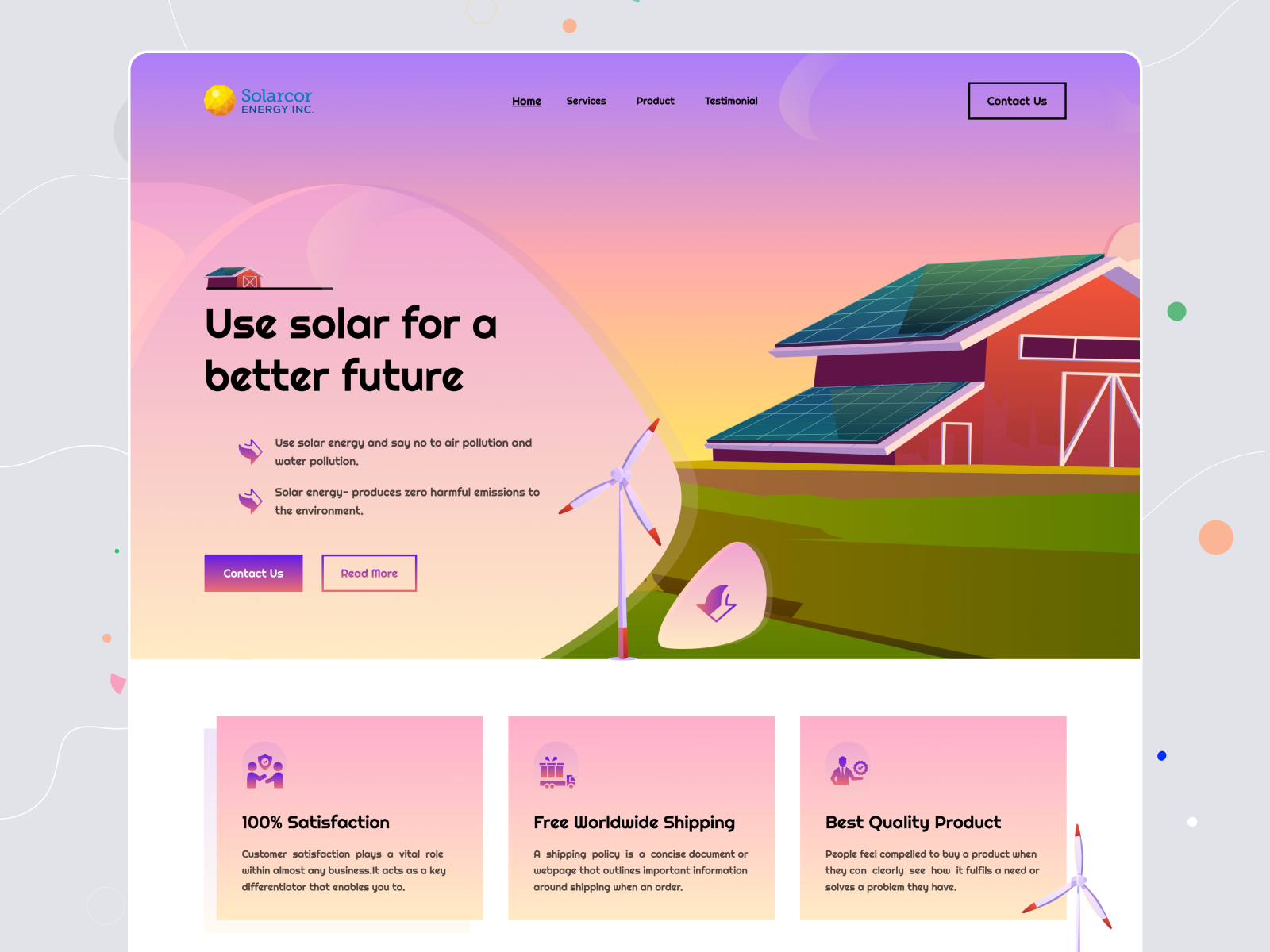 Solar Panel Landing Page