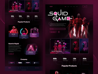 Squid Game Landing Page defi design game home page homepage landing landing page landingpage nft nft landing page squid squid game squide game ui web web design web page webdesign website website design