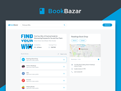 Book Bazar (Index) app book clean design index search engine store ui web