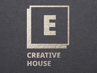 E Creative house logo boxed logo minimalistic square