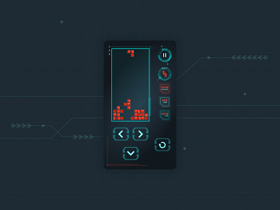 Mobile gaming app - "Tetris" app design futuristic game gameapp iphone app minimal mobile mobile app product design tetris typography ui ui design ux vector