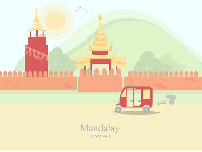 City Hopping asia attractions city illustration cityscape design illustration mandalay vector