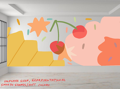 Hypothetical Mural: Cupcake Shop acrylic art aesthetic art artist cupcake cupcake shop illustration illustrator mural muralist procreate