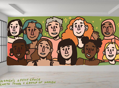 Hypothetical Mural: Women's office aesthetic art artist design illustration illustrator mural muralist procreate women women empowerment women in illustration womens office