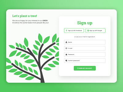 Sign Up 001 dailyui design signup tree web