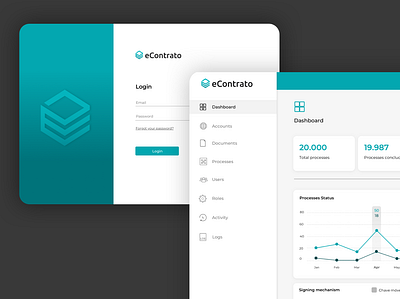 Econtrato Backoffice Log in & Dashboard backoffice chart dashboad login sign in ui ux