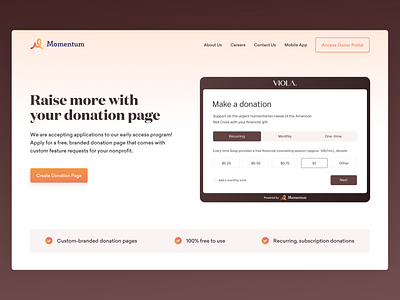 LendingPage Design for the new Startup "Momentum"