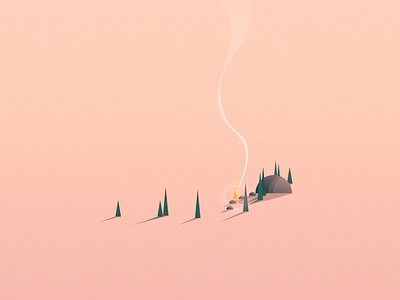 Colony cabin concept fireplace game illustration indie isometric landscape shadow smoke trees vector