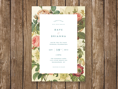 Wedding Invitation floral flowers invite paper print stationary typography wedding wood