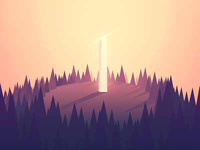 Sun Tower atomosphere forest illustration low poly shadow sunset tower trees vector
