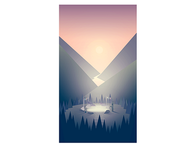Meeting Spot app illustration landscape minimal mountain nature scene sunset tree