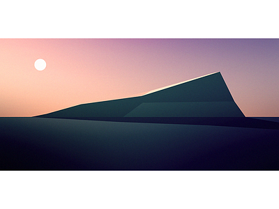 First Light dusk flat geometric illustration minimal mountain sunrise