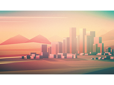 LA buildings city illustration sunset