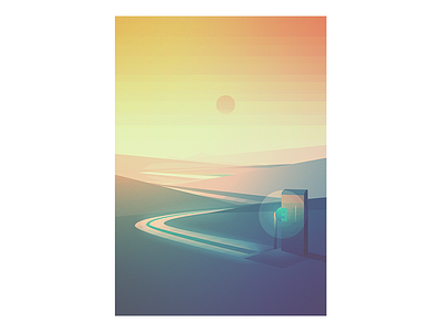 simple car distance geometric minimal road simple sunset