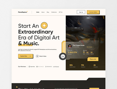 PlanetRaptors NFT Landing page design digital art website landing page nft landing page nft website ui uiux ux web design website