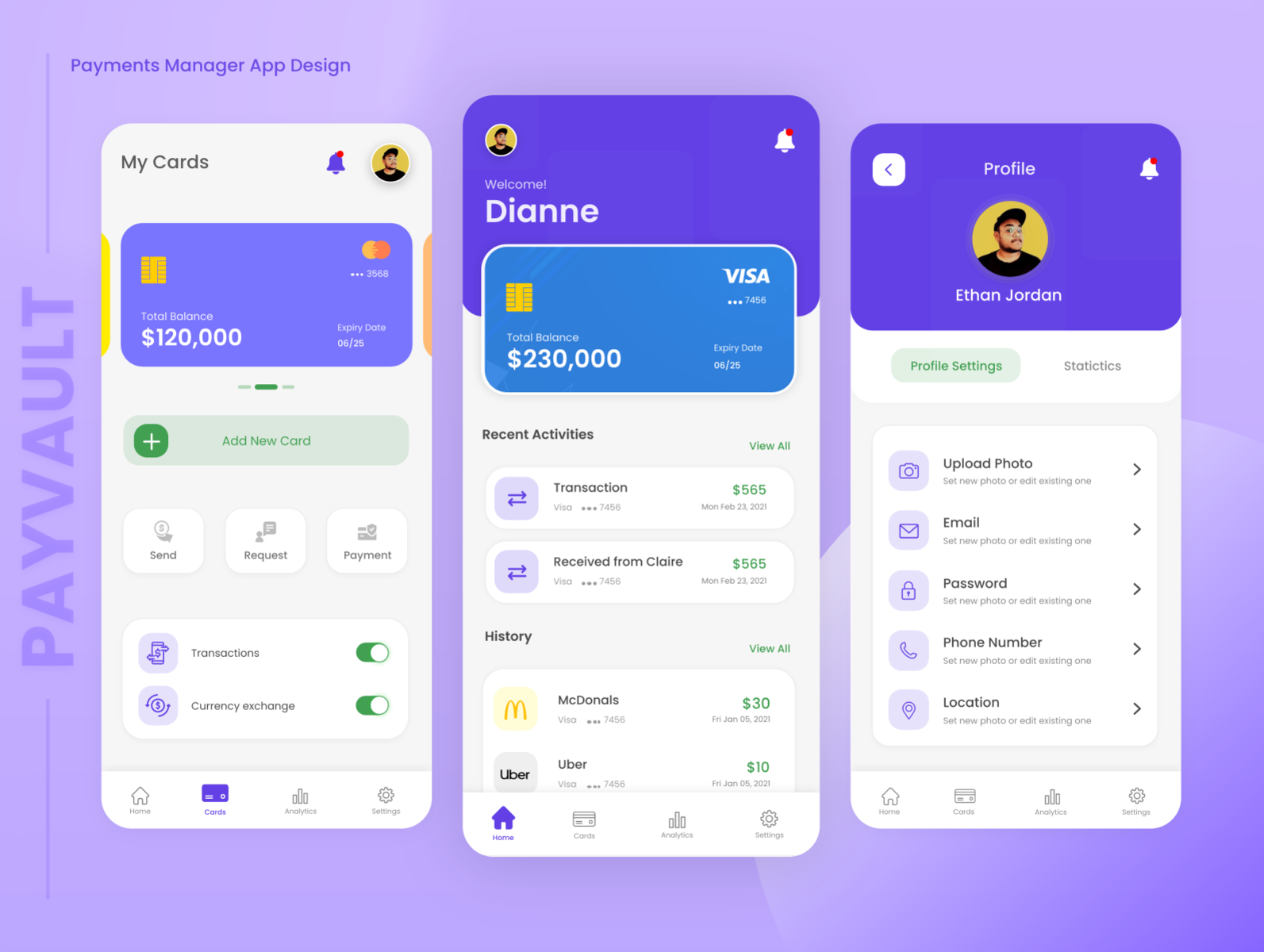 PayVault Finance App by Adil Shoaib on Dribbble