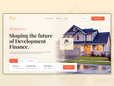 Acuta Properties Landing Page design finance web design finance website property web design property website ui uiux web design website