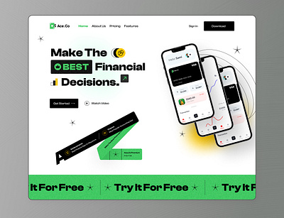 Ace Finance | Digital Finance Web Design | Landing Page app design branding design finance ui uiux web design website