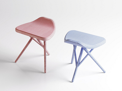 Ecola stool chair furniture design industrial design pastel colors recycle rendering stool