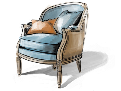 French Armchair armchair art french interior procreate