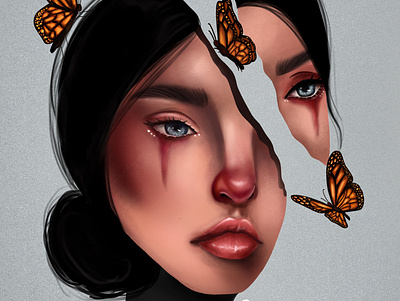 Liberated book illustration books butterfly character design characterdesign concept concept art concept design design flat illustration portrait portrait art portrait illustration portrait painting realism realistic painting surrealistic