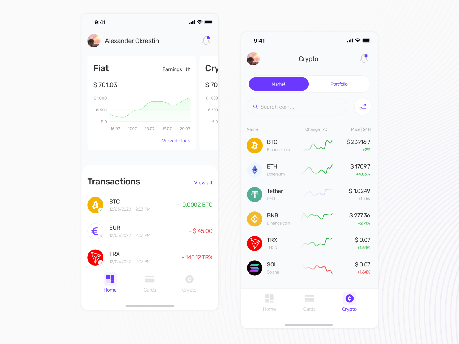 Crypto App Design by Alexander Sachko on Dribbble