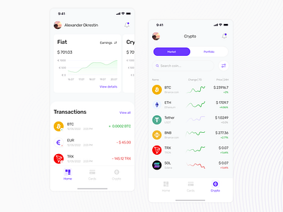 Crypto App Design app bank app banking crypto crypto app design ios light mode light theme mobile app mobile design ui ux