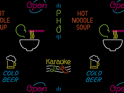 House of Noodles asian food neon noodle pho restaurant soup