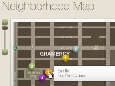 Neighborhood Map brown map points