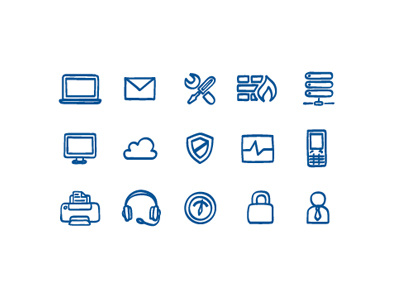 Hand Drawn Network Icons blue handdrawn icons