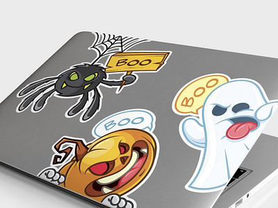 Halloween Stickers branding cartoon characterdesign ghost halloween halloween design halloween party illustration logo pumpkin spider sticker stickers vector