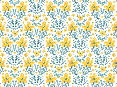 Damask pattern with yellow flowers damask digital illustration flowers illustration pattern pattern design pattern designer procreate surface pattern surface pattern design yellow