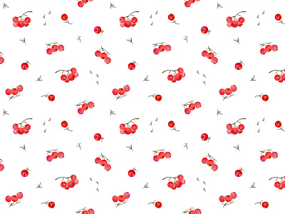 Rowanberries Pattern berries pattern pattern design pattern designer surface pattern surface pattern design watercolor watercolor pattern winter winter pattern